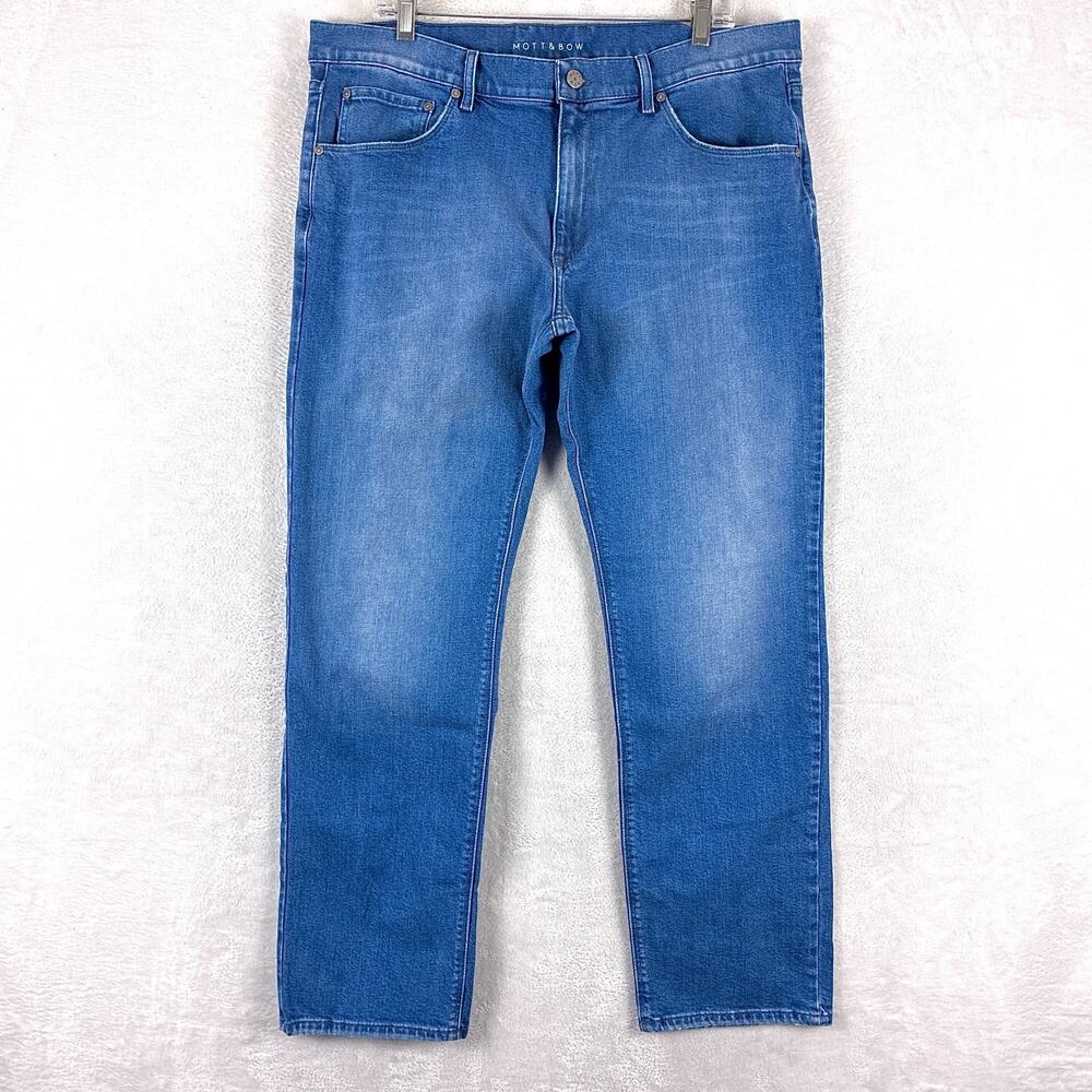 Mott & Bow Jeans Mens 38x32 Faded Slim Straight Stretch Preppy Classic